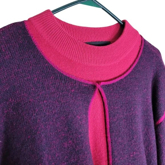 Sag Harbor 2 Pc Set Purple Wool Cardigan Pink Acrylic Sweatshirt Womens XL - Picture 5 of 9